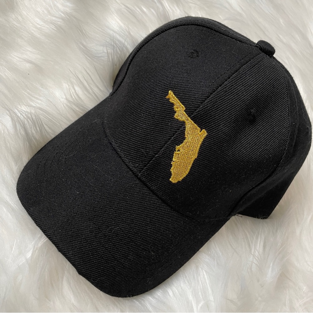 Black and Gold Florida Embroidered Structured Adjustable Baseball Cap